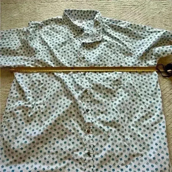 HB Mens Size 1XLT Cotton Polyester Button Down Short Sleeve Shirt - Picture 8 of 8